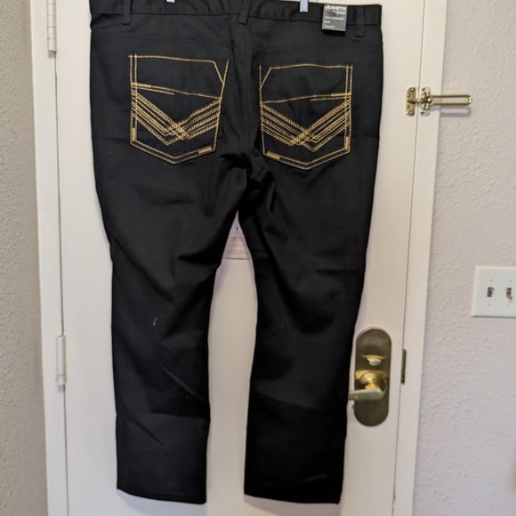 Jeanetix Men’s Black Denim Jeans Size 48x32 New With Tags Streetwear Hip Hop - Picture 5 of 9